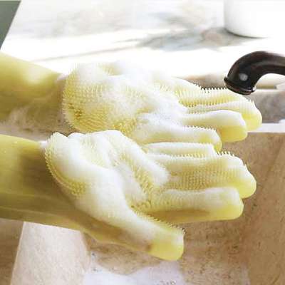 Silicone Cleaning Brush  Magic Silicone Cleaning Brush Scrubber Gloves Heat Resistant Great for Dish wash, Cleaning, Pet hair c